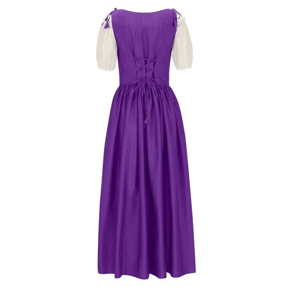 Corset Purple Renaissance Costume Medieval Dress Irish Over Dress Cosplay - Picture 4 of 6